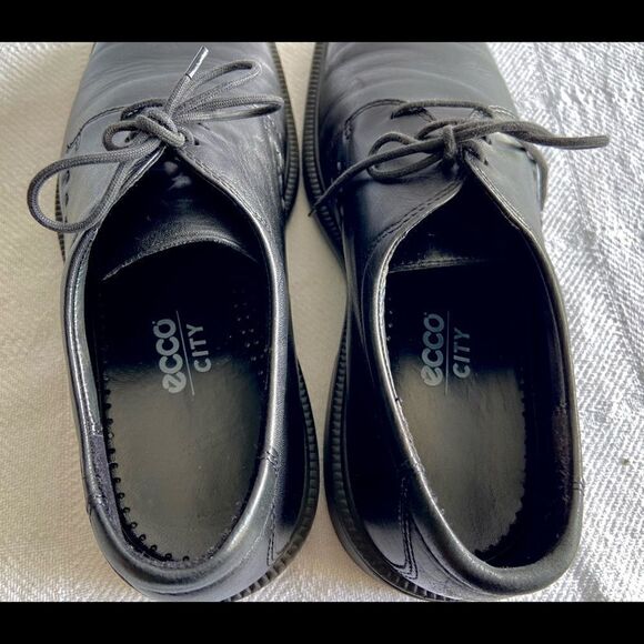 ECCO City Mens Black Leather Apron Square Toe Lace Up Shoes Sz EU 41 US 8 - Picture 8 of 10